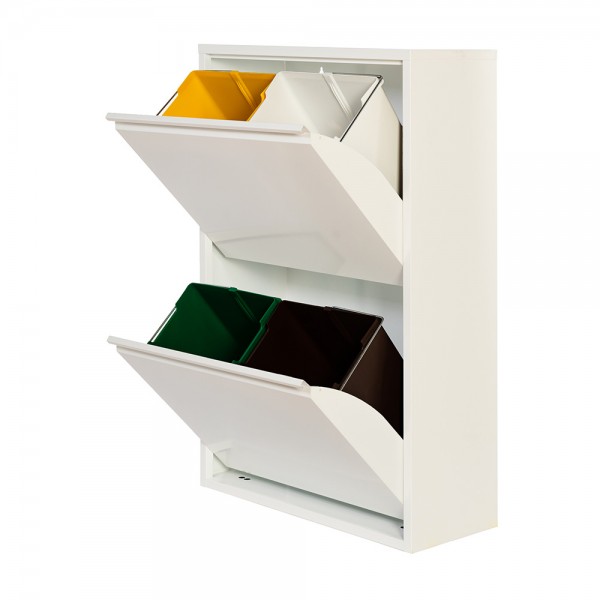 Armario metalico reciclaje 4 cajones blanco 92 x 60 x 25 cm