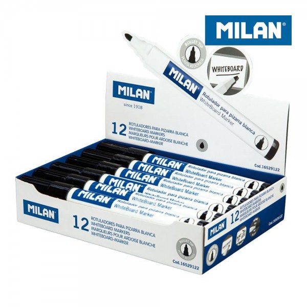 Rotuladores para pizarra blanca ø4,7mm negro, caja 12 uds
