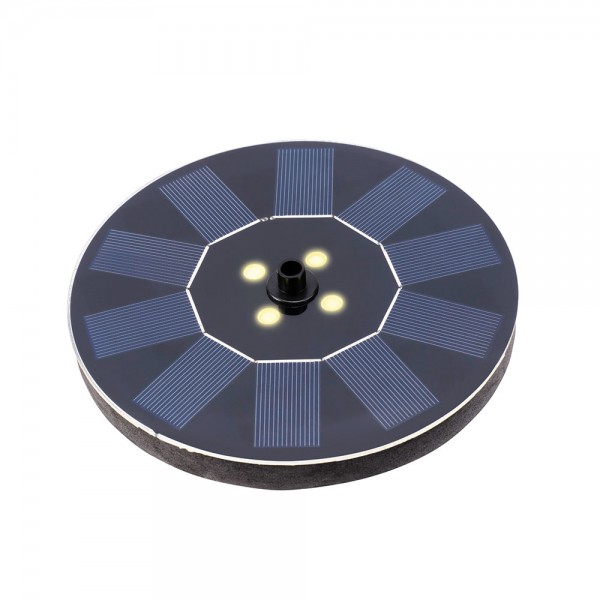 Fuente solar de jardín, de plástico, luz blanca cálida, 4 leds, ø16 x 3,5 cm