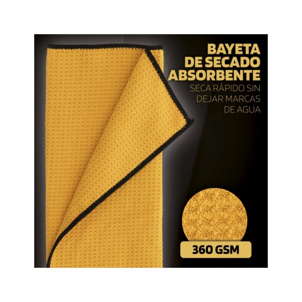 Pack 3 Paños Detailing Billionaire Kit 1 Paño Microfibra 360 gsm 1 Bayeta de Secado y 1 Bayeta Especial Cristales