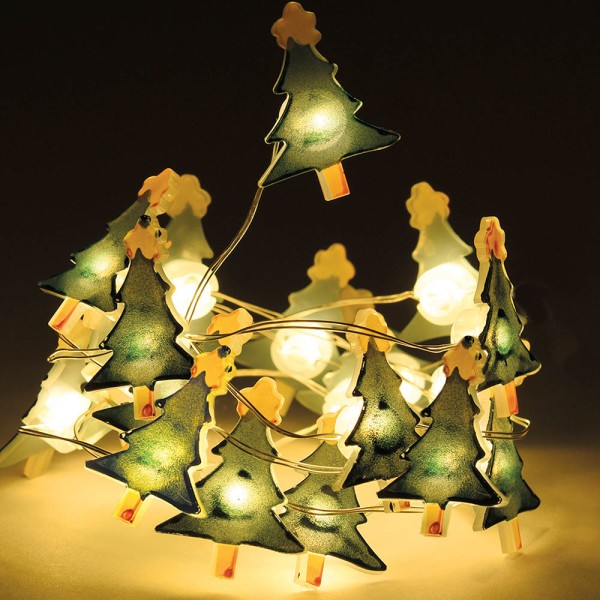Guirnalda a pilas, función fija, uso interior, motivos navideños, 20 leds decorativos, 1,05 m modelos variados